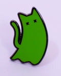 Ghost Cat enamel pin - Green