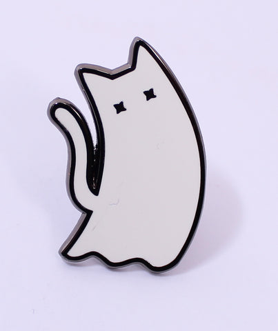 Ghost Cat enamel pin - White
